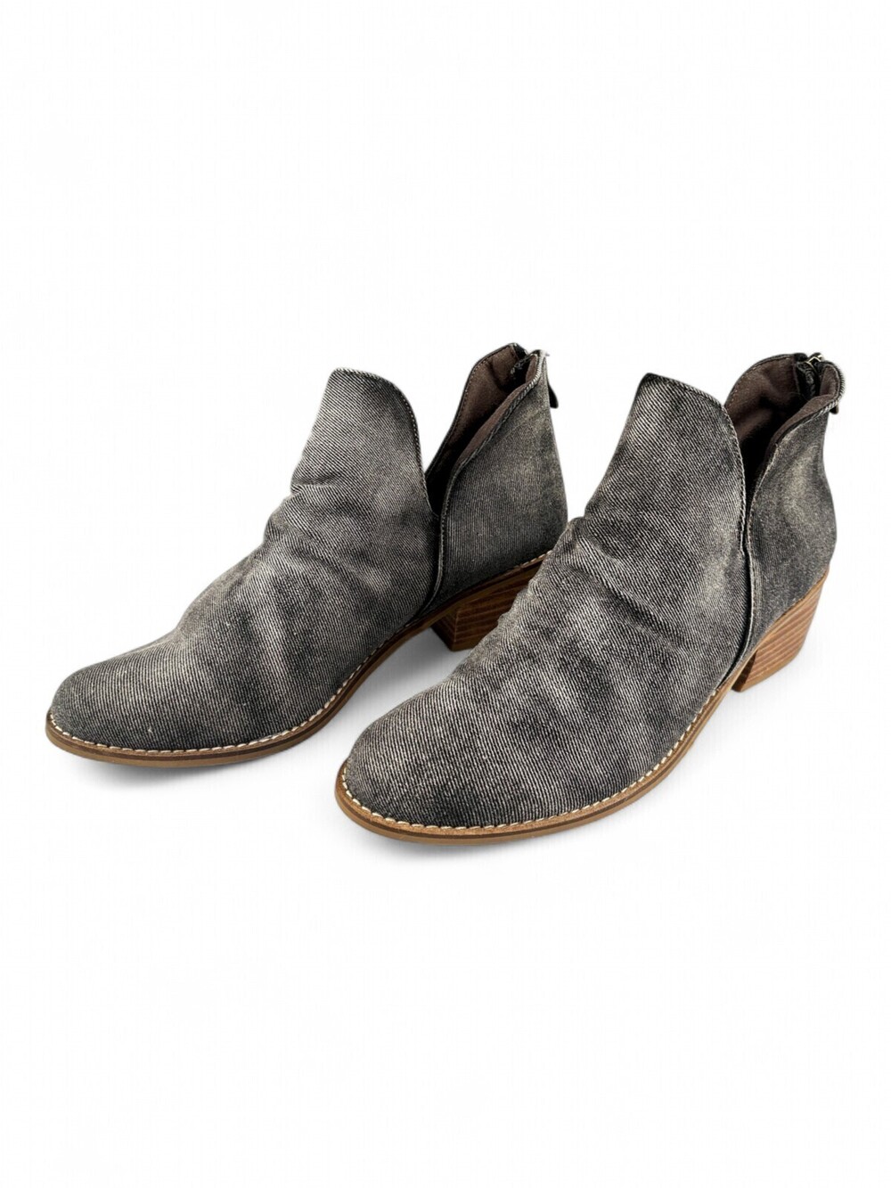 Conkys Gray Washed Textile Ankle Booties Size 8